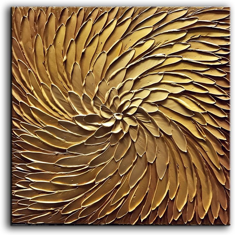 YaSheng Art - handpainted Modern Warl Art,Gold Canvas Art Abstract Oil Painting Texture Wall Artwork, Modern Home Wall Decor,Wall Artfor Living Room, Framed Wall Art Bedroom Decor 30x30 Wall Art