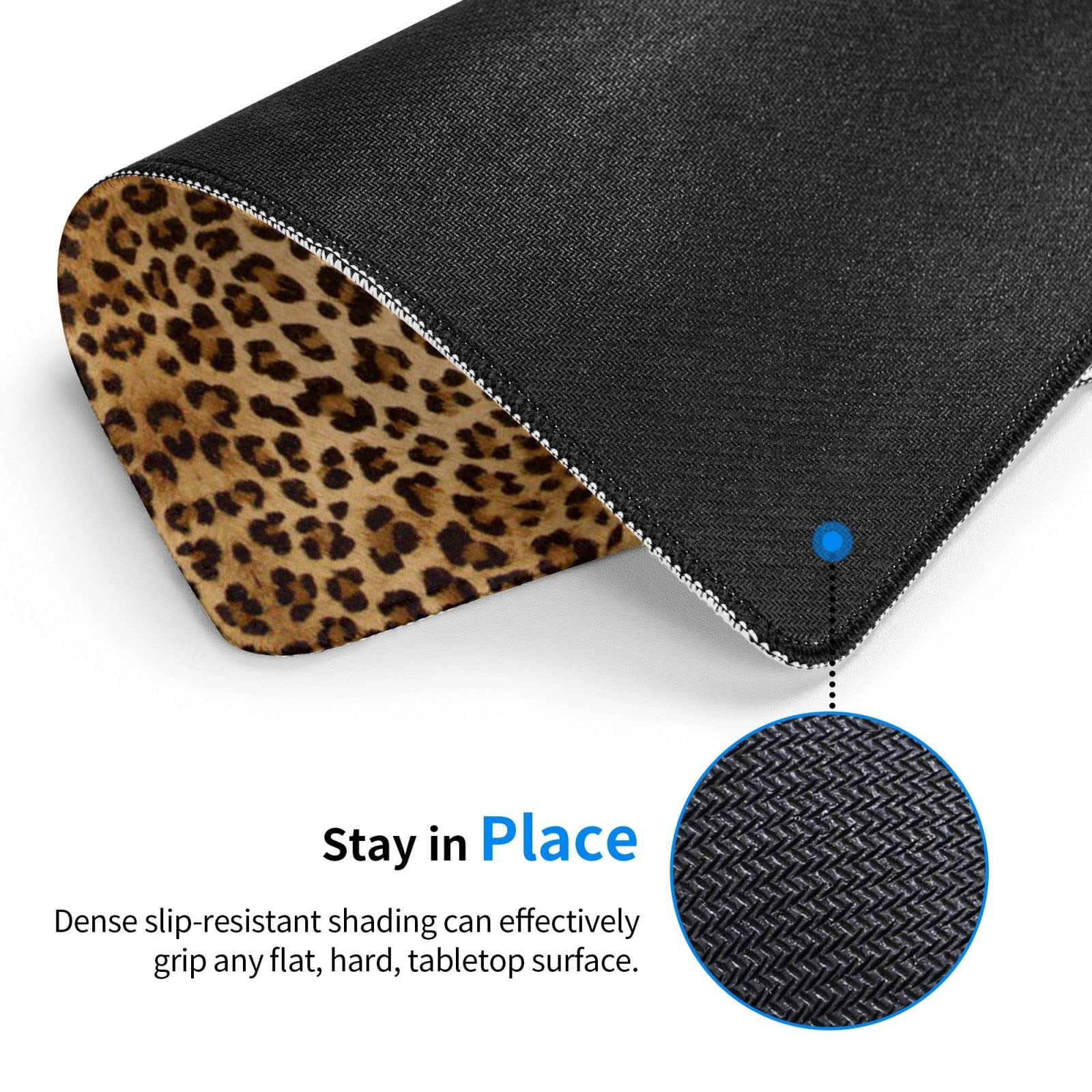 Tappetino Per Mouse Leopardato, 200x200x3 Mm, Base In Gomma Antiscivolo E Bordi Cuciti