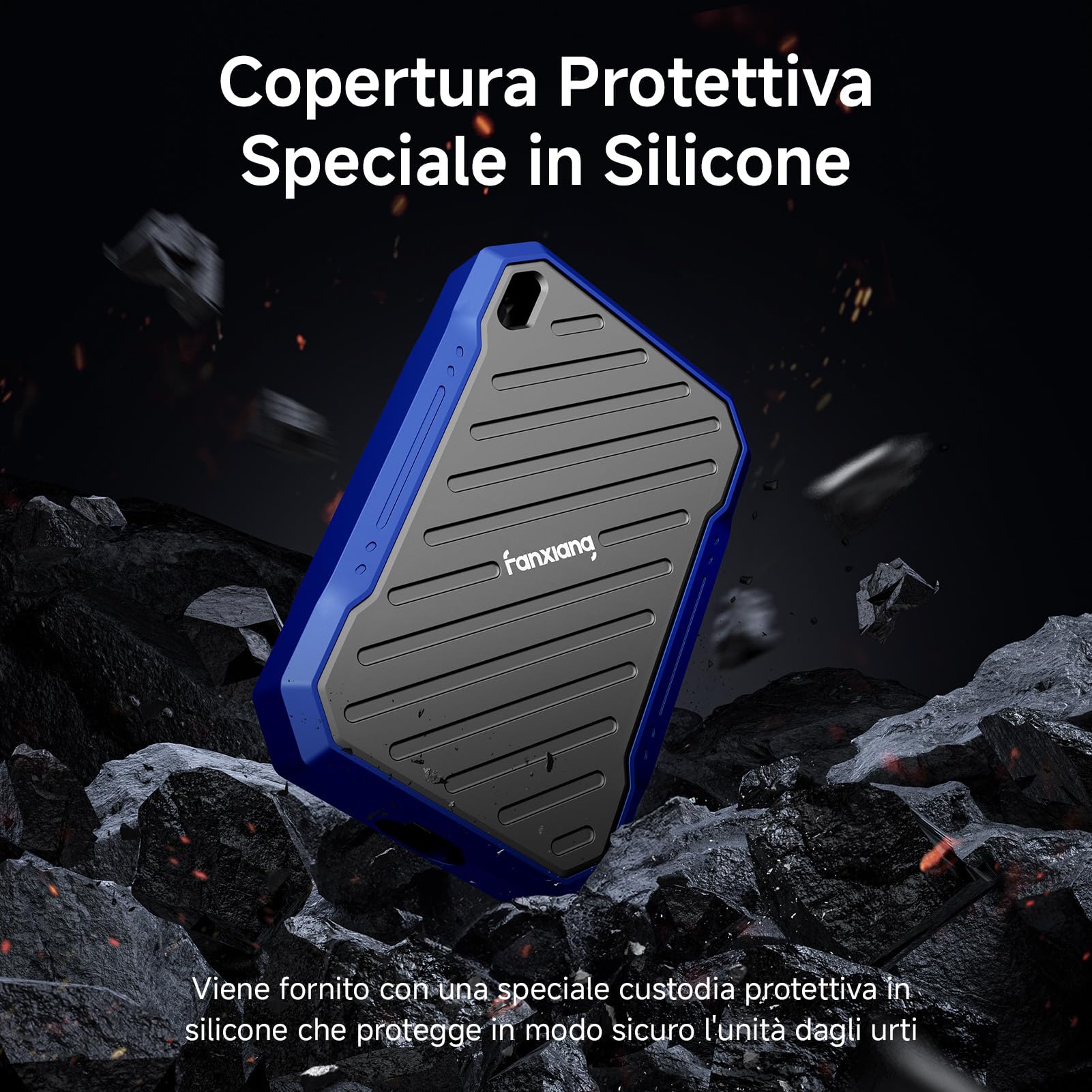 fanxiang SSD Esterno 2TB, Fino a 2000 MB/s, SSD Portatile USB-C 3.2 Gen 2x2, IP68 Impermeabile, Antipolvere e Antiurto, Hard Disk Esterno per iPhone 15/16/17, PS5/PS4 (Pro), Xbox, PC, Laptop - PS2100
