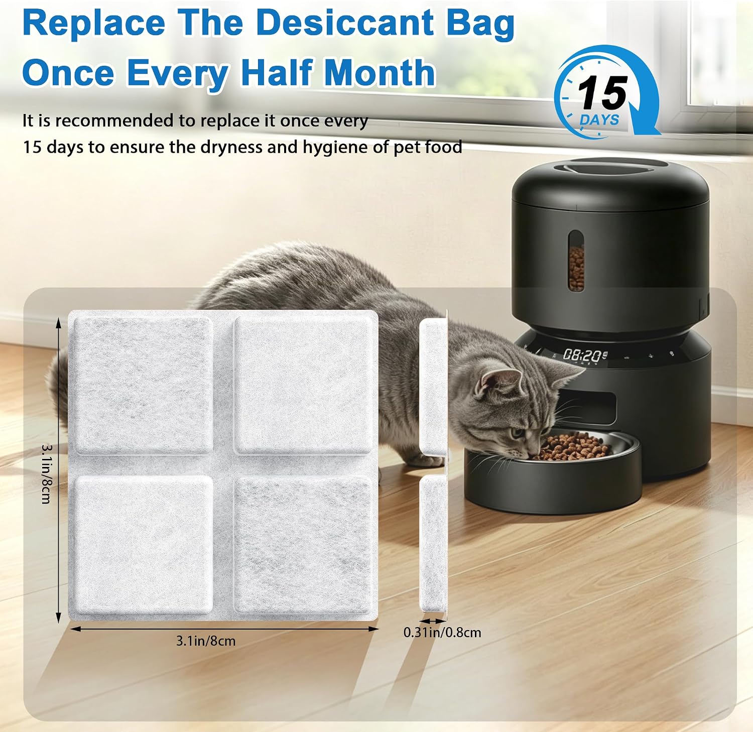 Pet Desiccant Packs-Food Desiccant Bags for Automatic Feeders | Keep the food fresh, Better for Storage Food, Compatible with Model PLAF005, PLAF006, PLAF103, PLAF203, PLAF301
