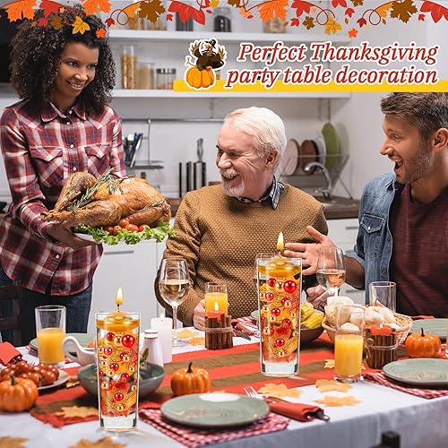 Miniatura 5 de Jetec 116 piezas de relleno de jarrón de Acción de Gracias, perlas de imitación para relleno de jarrón, centros de mesa flotantes, perlas de otoño