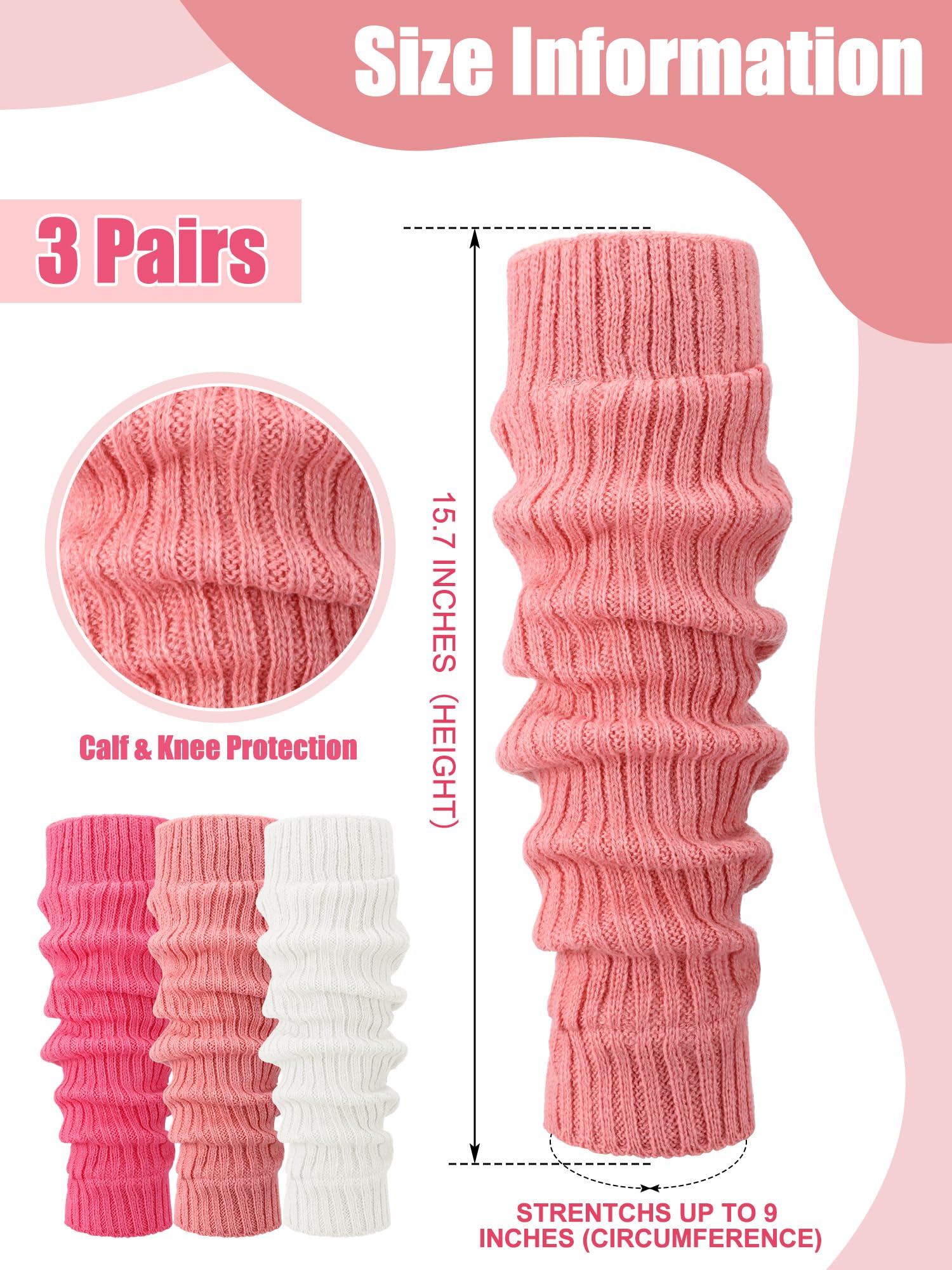 Chuarry 3 Pairs Winter Fleece Lined Leg Warmer for Women Skating Leg Warmer Long Boot Socks for Women Skating Every Day Wear
