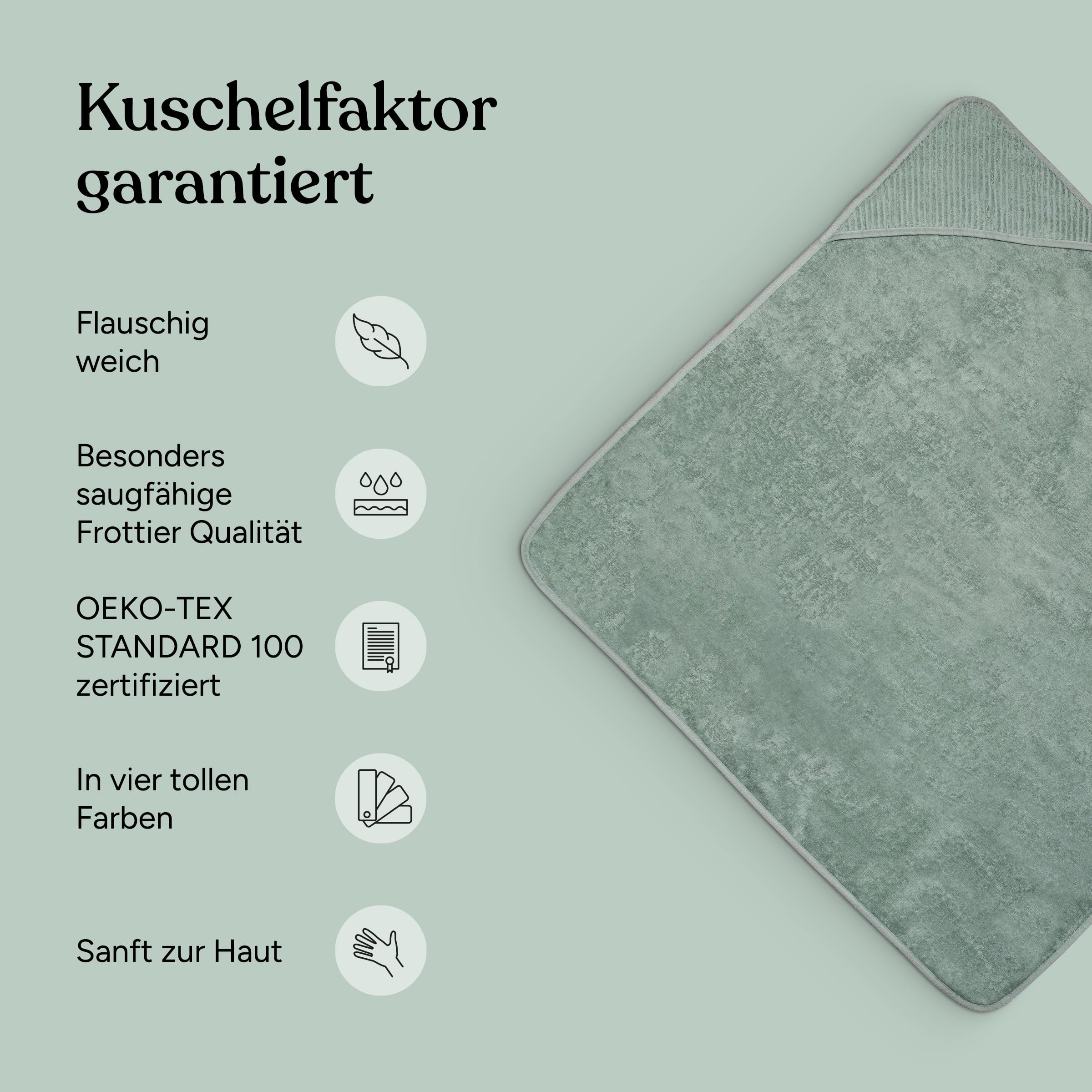 Ehrenkind® Kapuzenhandtuch | Babyhandtuch mit Kapuze aus kuschelig weicher Bio-Baumwolle | Badetuch in 100x100 cm | Beige | Badehandtuch Kinder | Baby Erstausstattung Neugeborene oder Baby Geschenk