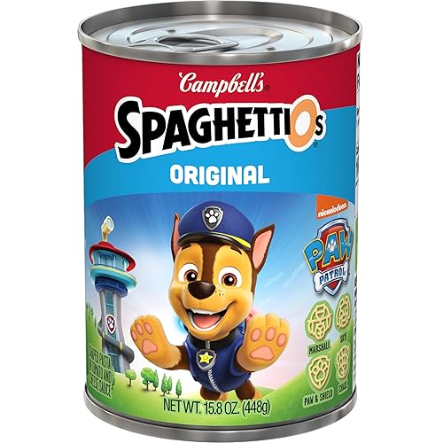 Vista 185 de SpaghettiOs Pasta enlatada original más calcio, lata de 15.8 onzas (paquete de 12)