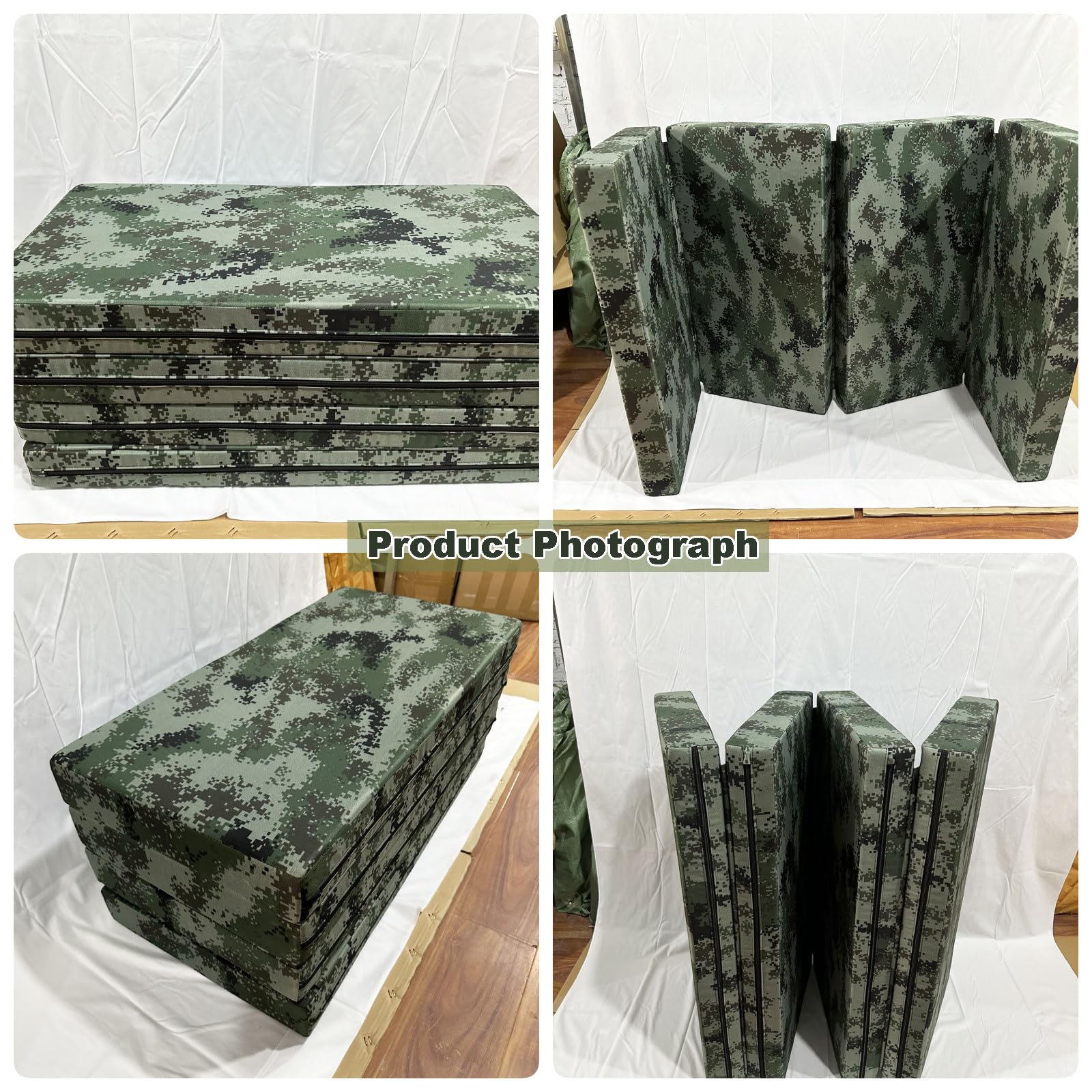 Gimnastyka Mat Tri-fold Camouflage Mat 10 Cm Grubość Wytrzymałego Szumu Oxford Tkanina Do ćwiczeń Na Siłowni, ćwiczenia Fizyczne W Szkole, Gimnastics Rolling Skilling(Size:200x100x10cm（6.6x3.3x0.3ft）)