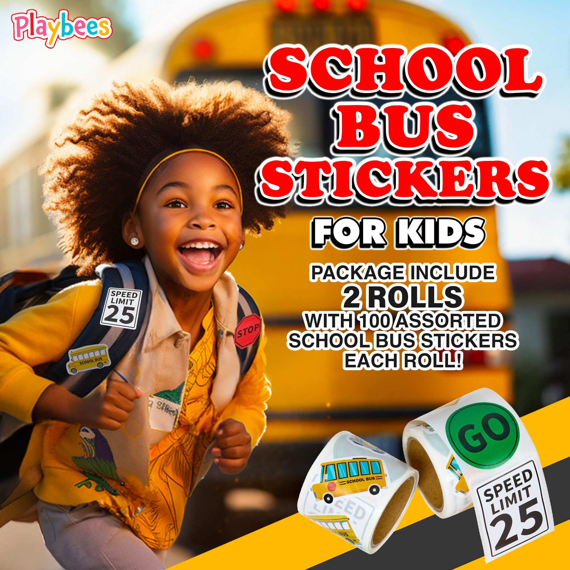 Snapklik.com : Playbees School Bus Stickers - 200 Pack School Bus Theme ...