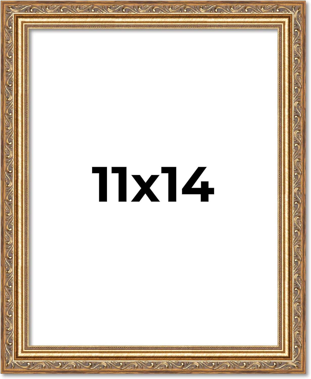 11x14 Frame Gold Solid Wood Picture Frame Width 1.25 Inches | Interior Frame Depth 0.375 Inches | Warwick Metallic Photo Frame Complete with UV Acrylic, Foam Board Backing & Hanging Hardware