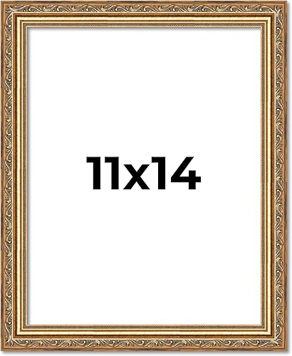 Vista 216 de Poster Palooza Marco de fotos de madera tradicional dorado antiguo de 6 x 18 pulgadas con plexiglás acrílico UV, respaldo de tablero de espuma