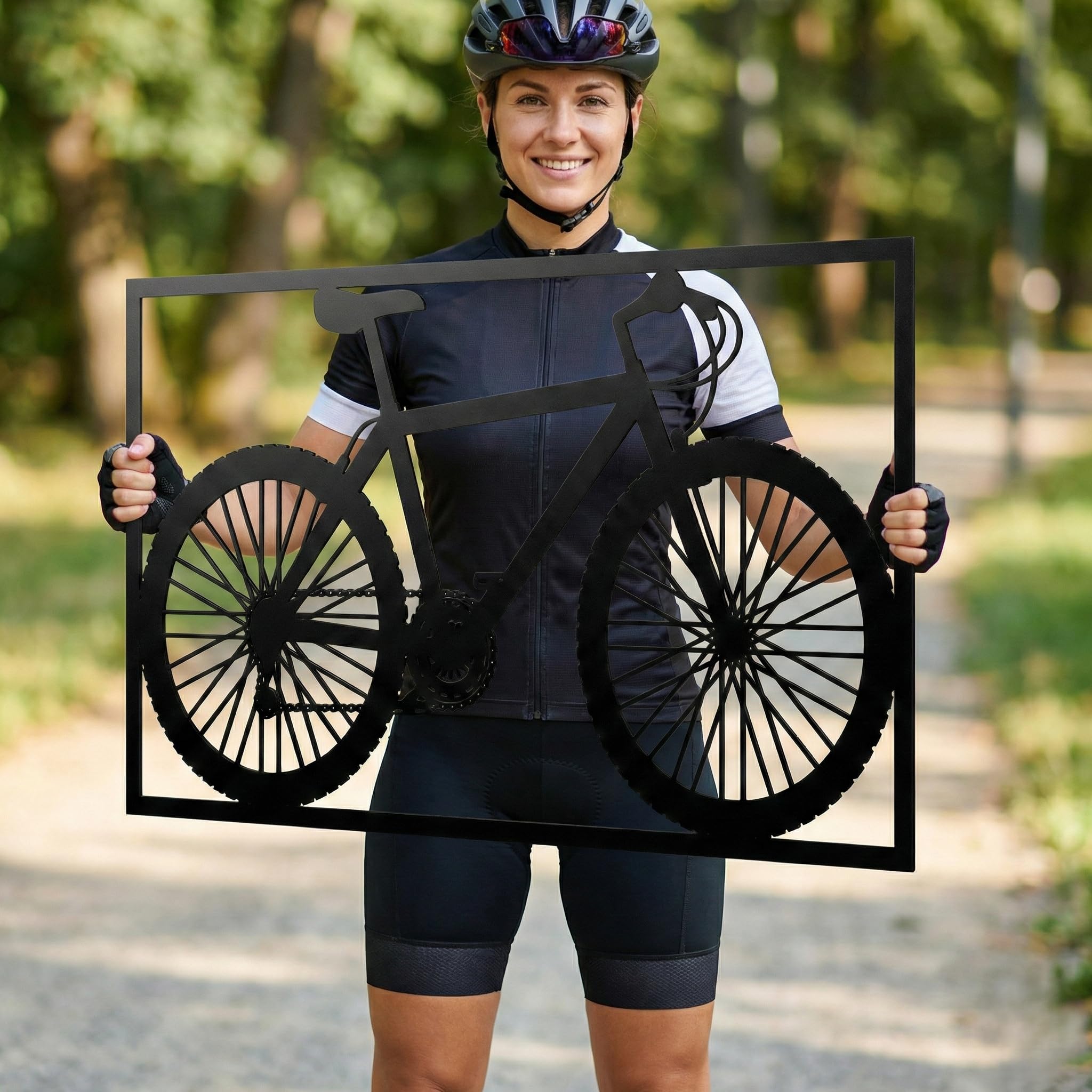 DEKADRON Decorazione da parete in metallo, decorazione da parete in metallo per ciclisti, regalo per amanti della bicicletta, decorazione per la casa, decorazione da parete, cartello in metallo per