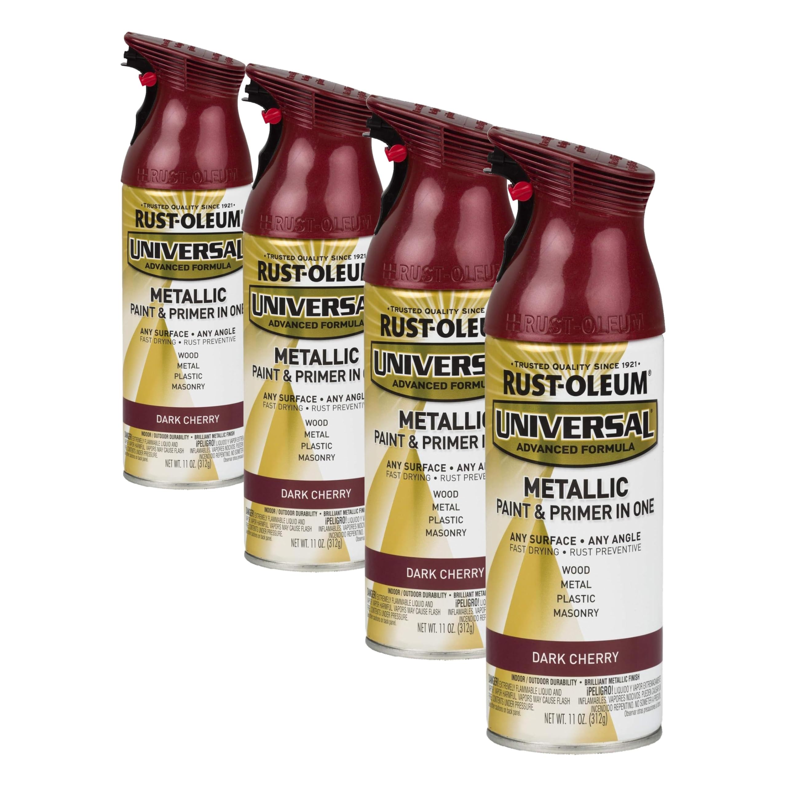 Rust-Oleum 331200 Universal All Surface Metallic Spray Paint, 11 oz, Dark Cherry (Pack of 4)