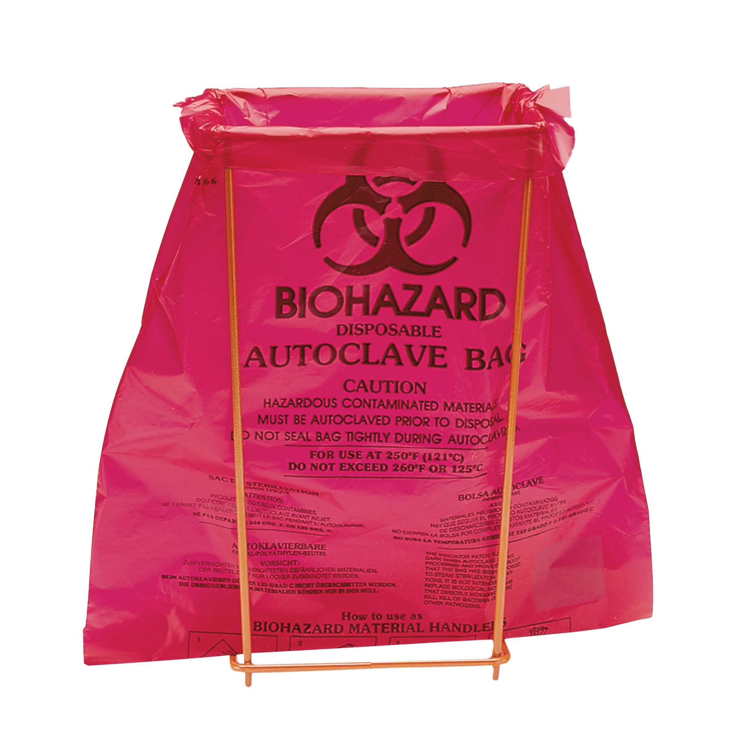 neoLab HDPE Biohazard-Autoklavierbeutel, Rot, 280mm Länge x 220mm Breite, 100 Stück