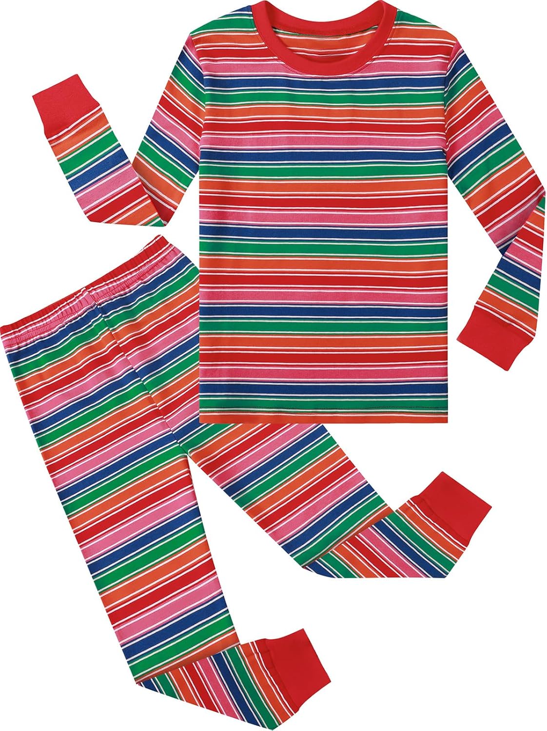 A&J DESIGN Pure Cotton Striped Pjs for 2-14 Years Kids, 2-Piece Pajamas Set.