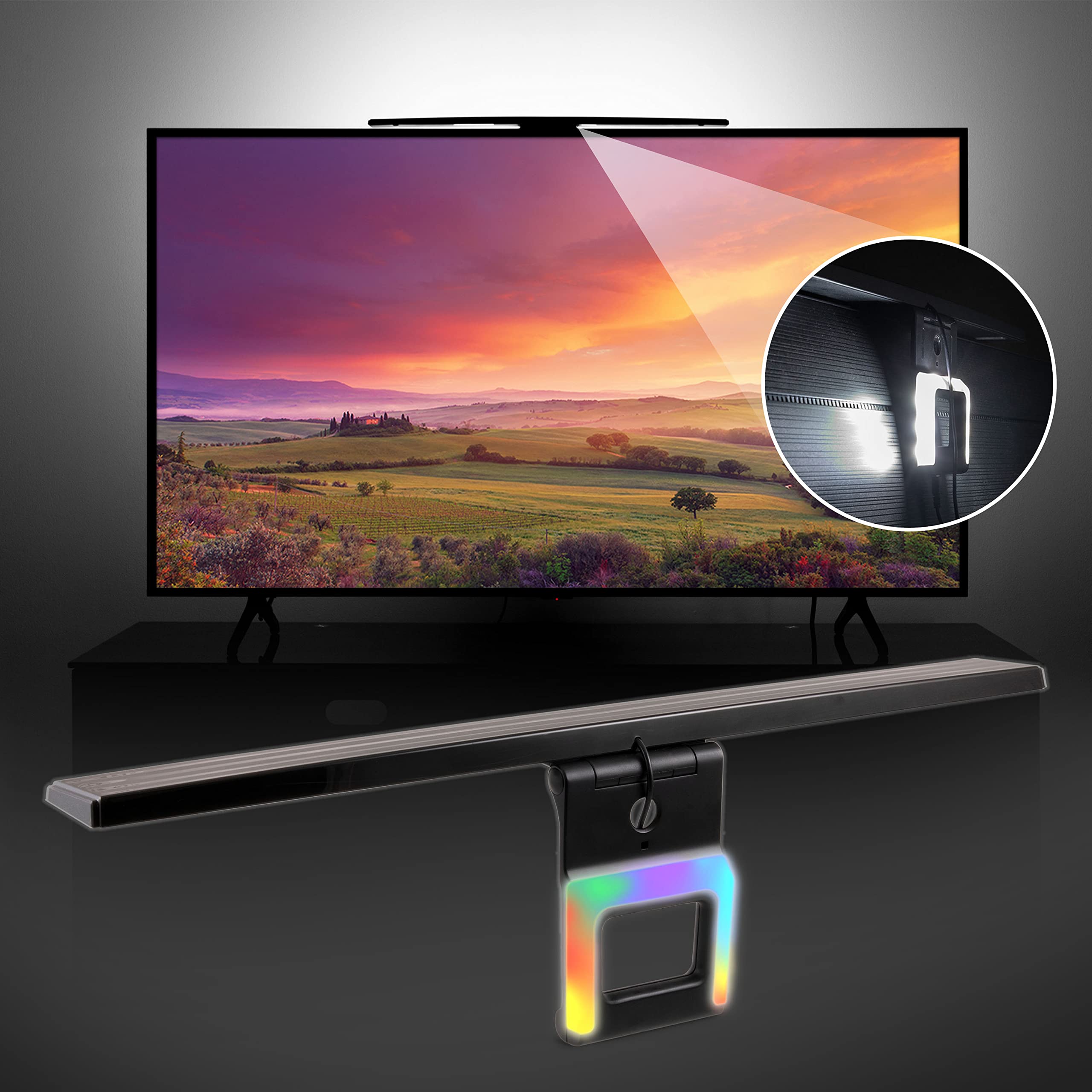 GE LED Enlighten HD 70947 Antenne TV HD à rétroéclairage RVB 4K 1080p numérique HDTV VHF UHF, antenne TV pour Smart TV, antenne TV Longue portée en intérieur