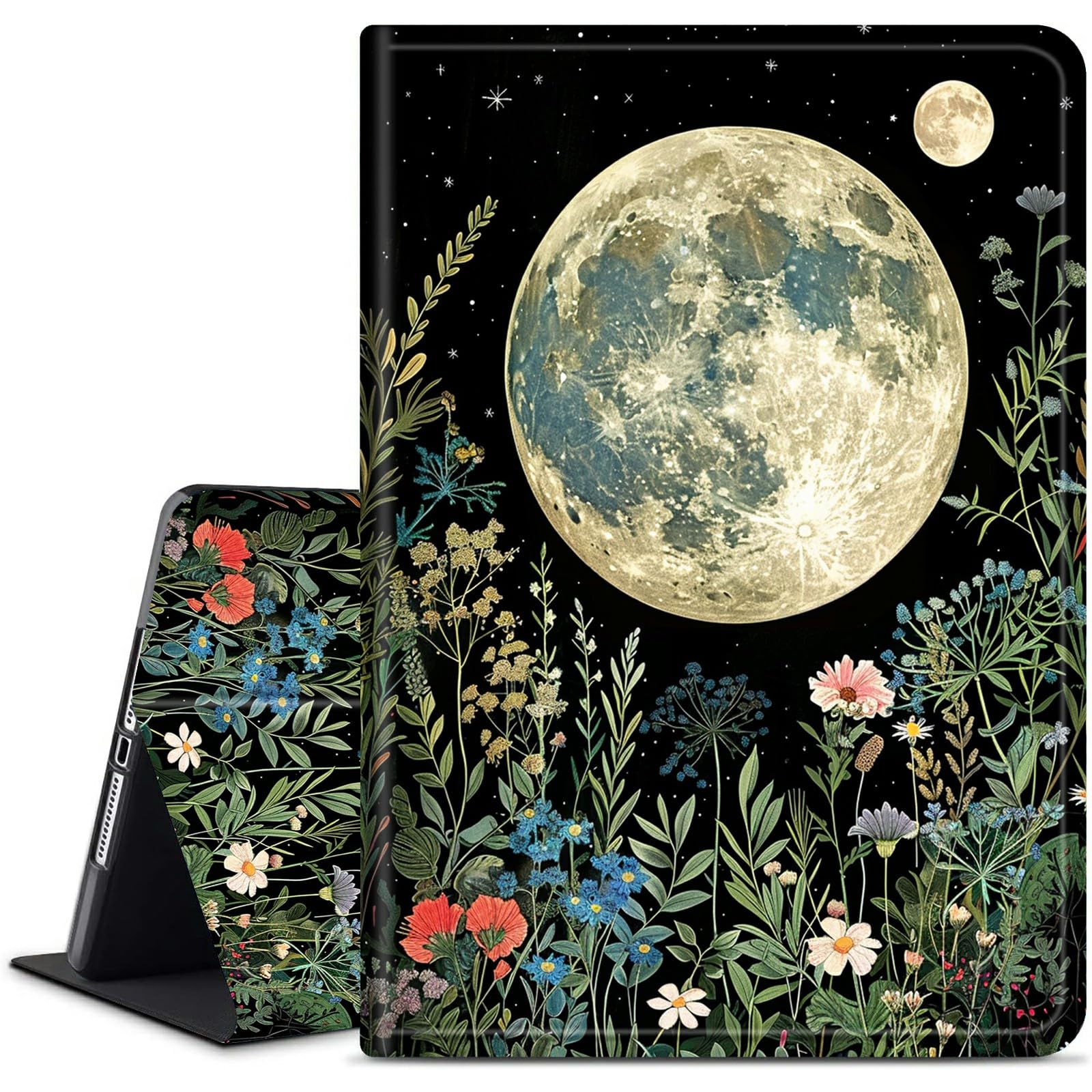 Dikoer for Amazon Kindle Fire HD 10 & HD 10 Plus 10.1" Kickstand Case (13th Generation 2023 Release), PU Leather Multiple Viewing Angles Stand Smart Cover with Auto Wake/Sleep, Moon Leaf
