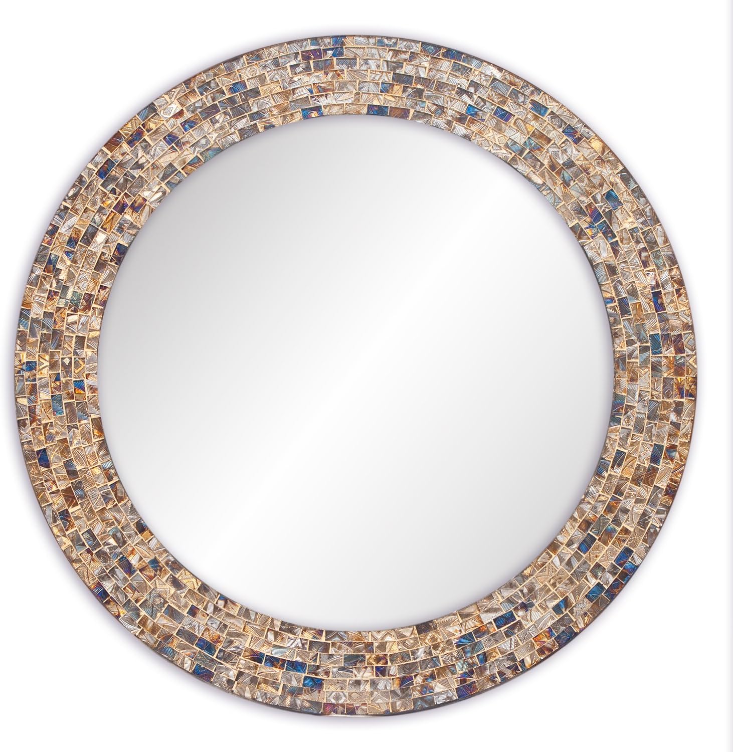 24" Decorative Mosaic Glass Wall Mirror (Gold)