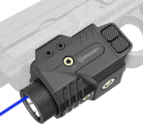 DEFENTAC Luz de Pistola Deslizante de 800lm y Combo de Mira Láser RojaVerdeAzul, Destellos y Rayos Momentáneos para Armas, Magnética Recargable