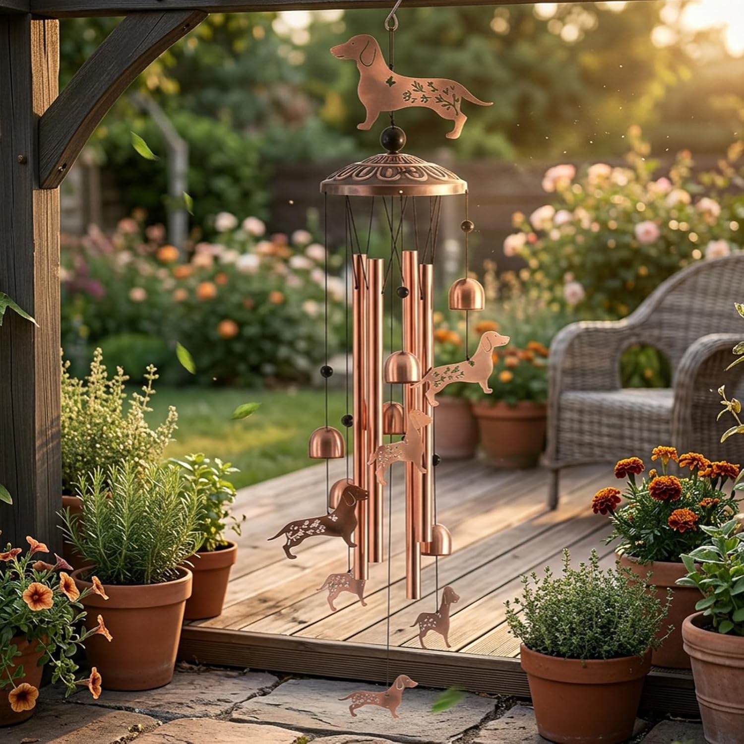 Dachshund Dog Wind Chimes for Outside Windchimes Outdoor/Indoor, Home, Lawn, Porch, Yard Decorations