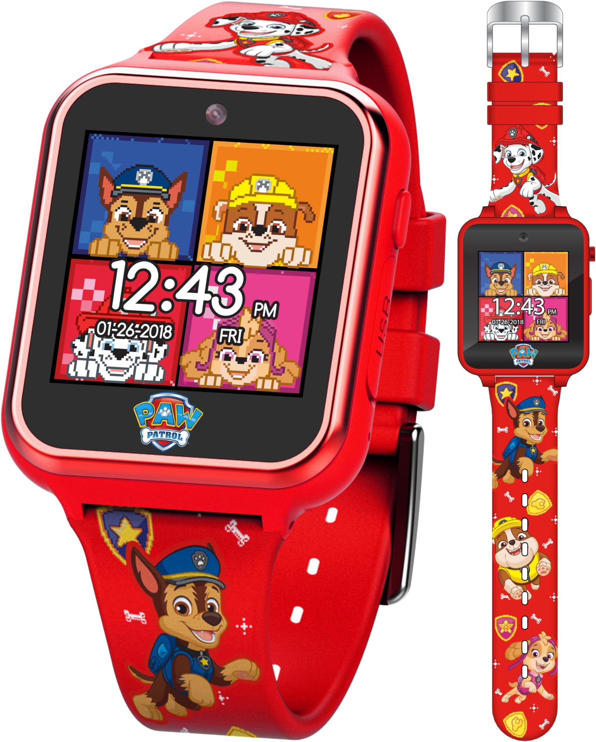 Accutime Paw Patrol Smart Watch with Camera for Kids Kids - Interactive Smart Watch for Boys Girls with Games, Voice Recorder, Calculator, Pedometer