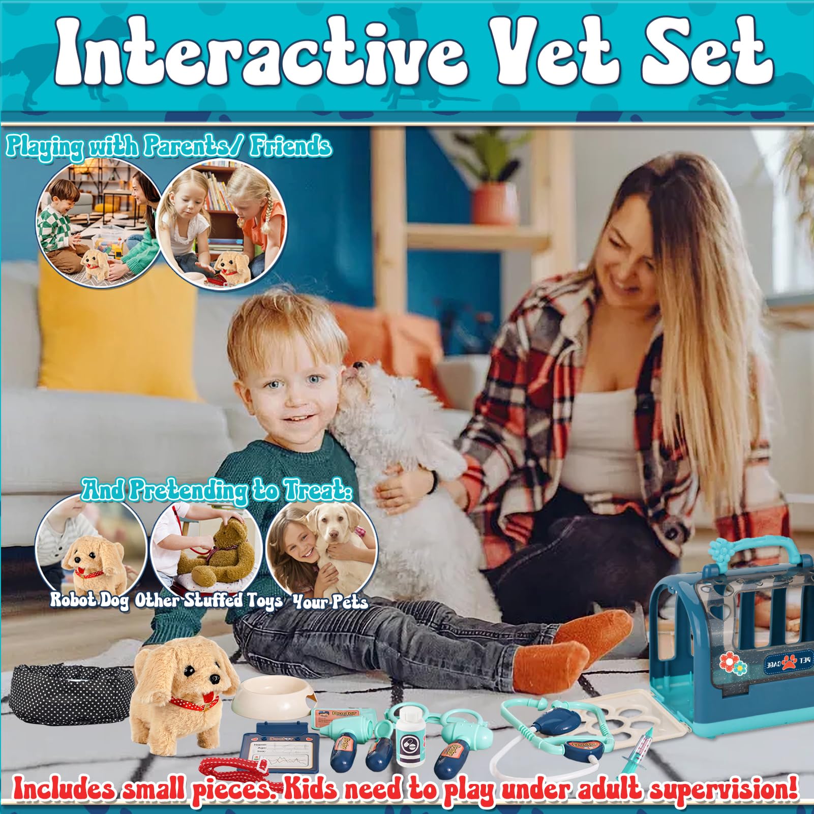 STAY GENT Interactive Robot Dog With Pet Carrier & Plush Walking Dog on Lead, Electronic Grooming Set - Image 4