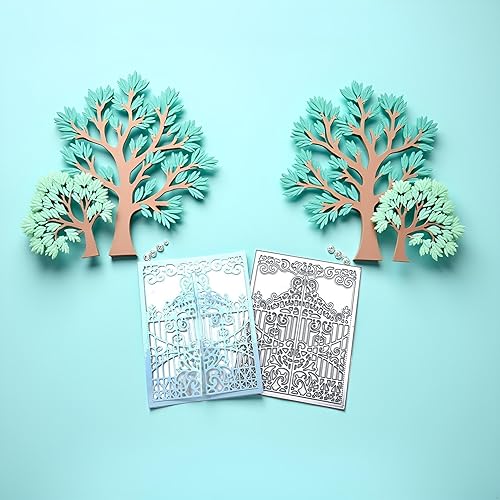Miniatura 4 de Troqueles anidados de metal para marco de puerta simétrica para hacer tarjetas, plantillas de corte de borde de encaje de flores para bricolaje,