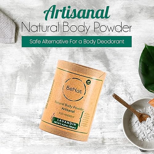 BeNat Polvo corporal natural sin talco para hombres, mujeres, niños y bebés, máxima comodidad, absorbe la humedad, desodorante corporal natural en