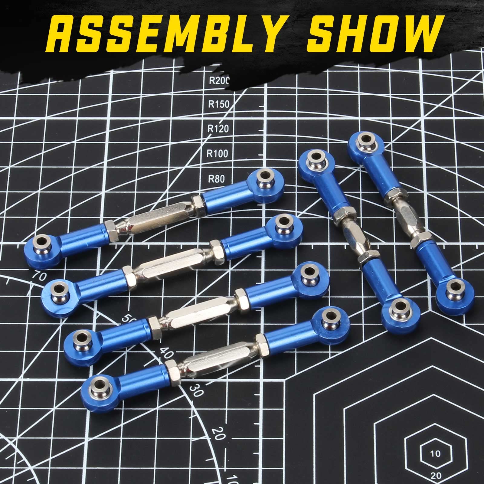 RCAWD Turnbuckles for ARRMA 3S, Parts for 1/10 Vorteks Senton Granite Big Rock Typhon 3S Upgrades, Link Linkage Rod Tie Rod Adjustable Toe Link, Hop Ups for #AR330541#AR330446 Blue
