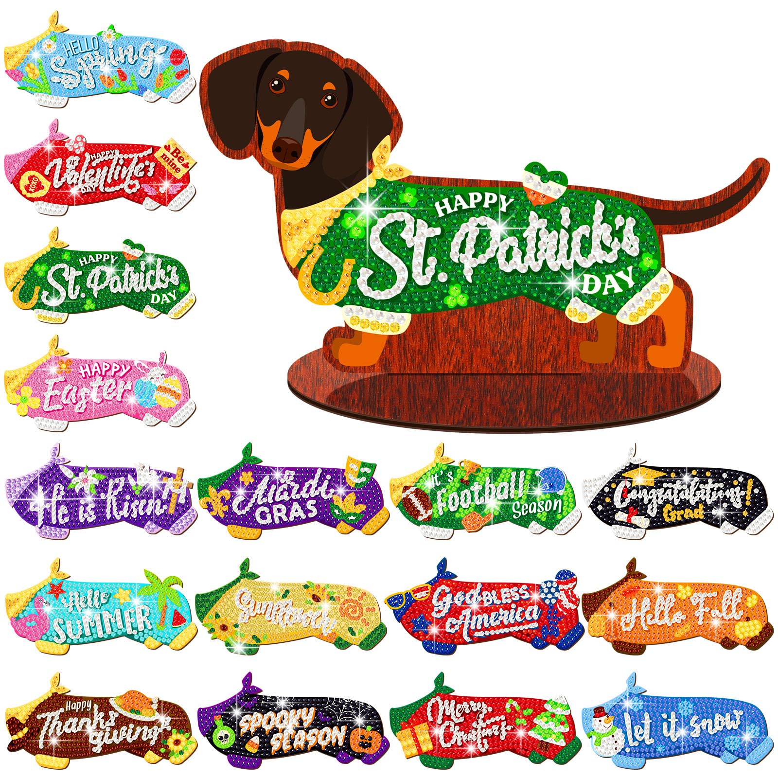 Amazon.com: Briwooody 16 Pcs St Patrick's Day Dachshund Diamond