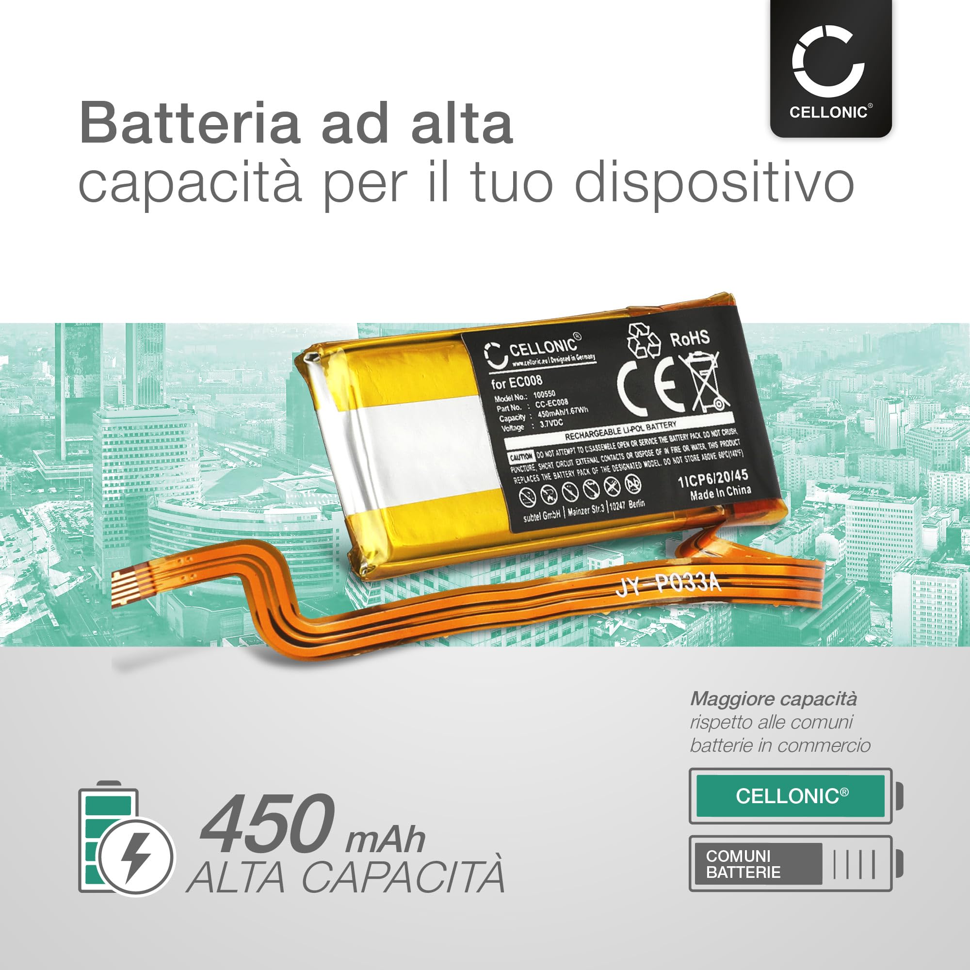 CELLONIC, Batteria per Lettore MP3 compatibile con Apple iPod 7 Gen. (Classic Late 2009) - A1238-16 (3.7V, 450mAh) + Set di attrezzi