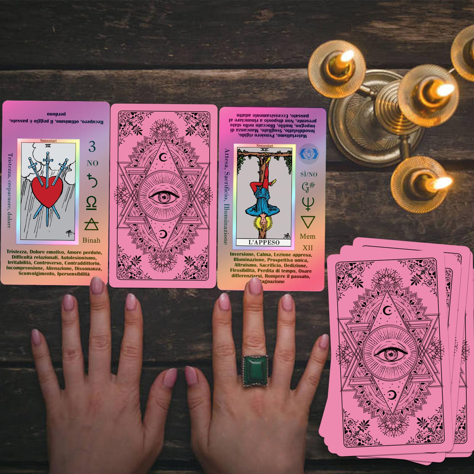 Smoostart Italian Pink Tarot Cards with Meanings, Tarot Cards Deck with Guidebook for Beginners Keywords, Element, Planet - Image 4