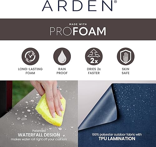 Miniatura 4 de Arden Selections ProFoam Performance - Juego de cojines para asientos profundos para exteriores, 24 x 24, zafiro aurora, damasco azul