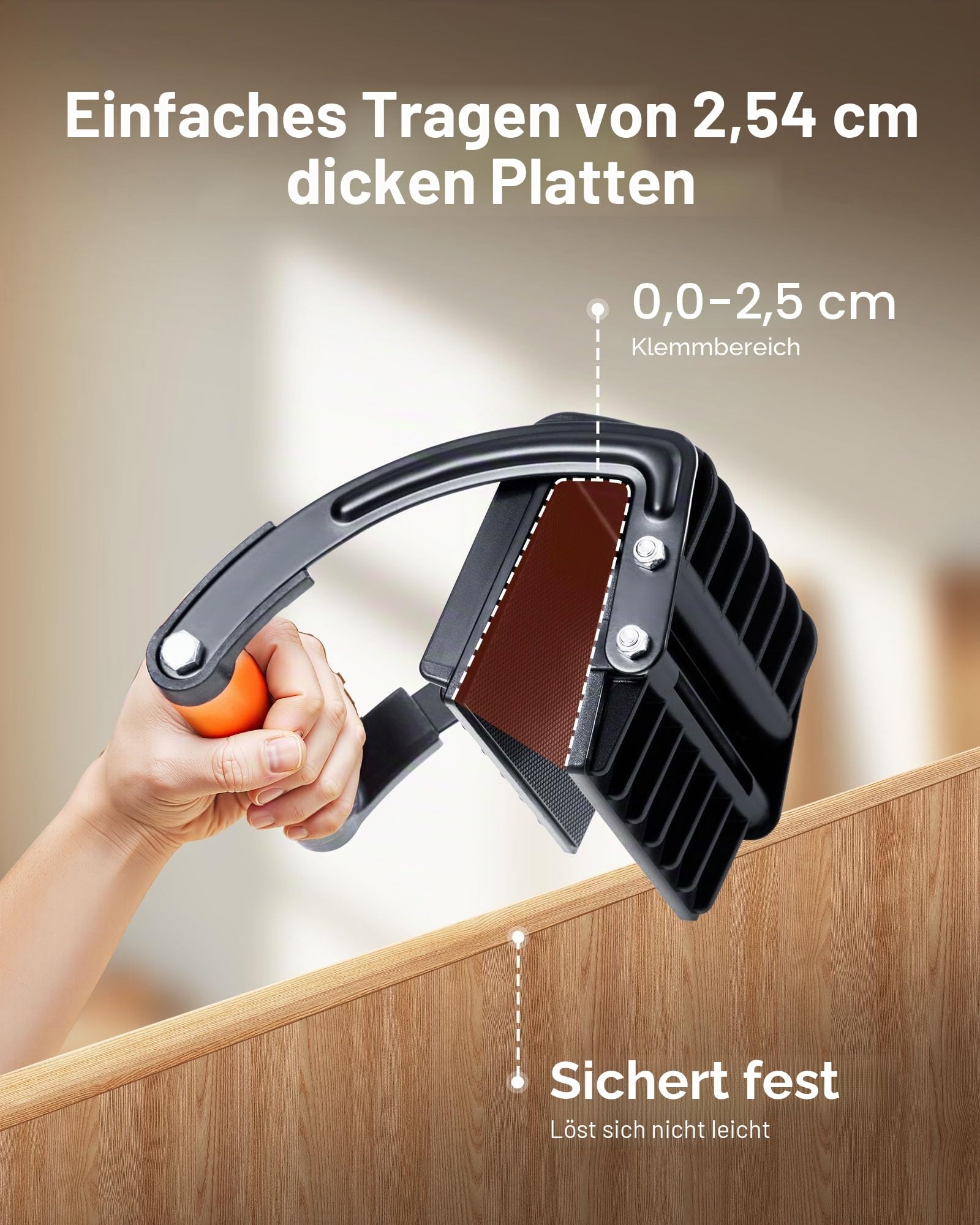 VEVOR Sperrholzträger, 90,7 kg Einzelklemmenkapazität, 2er-Pack Trockenbau-Tragewerkzeug für 0-25,4 mm dicke Platten, Plattenträger mit Griffen für Kunststoffplatten, Sperrholz, Trockenbau