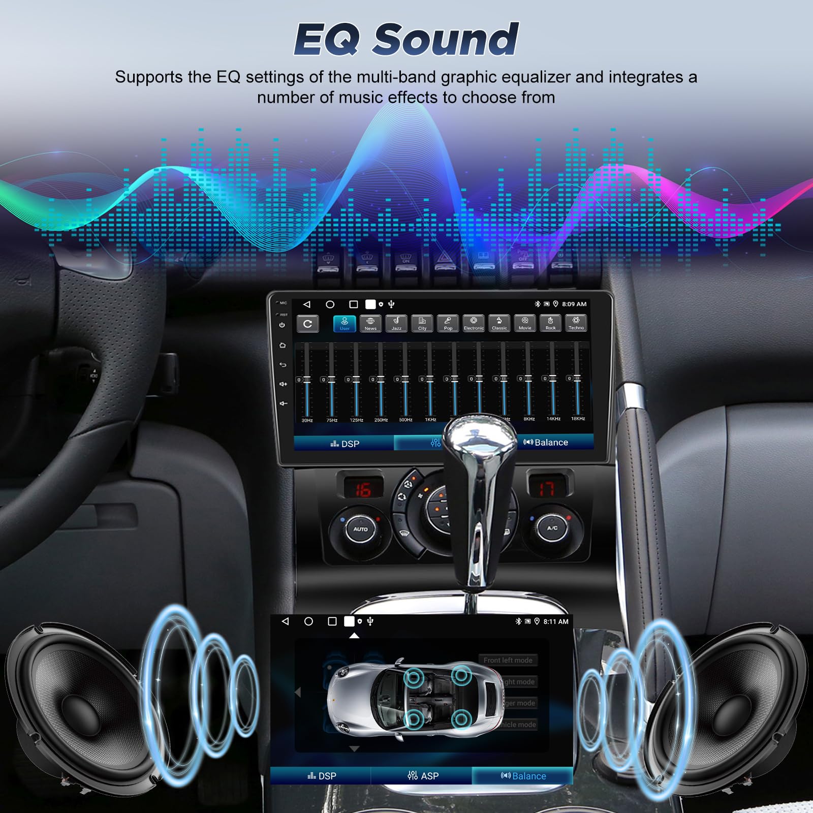 [2G+64GB] Android Autoradio pour Peugeot 3008 2009-2015 avec sans Fil Carplay et Android Auto, Écran Tactile HD de 9 Pouces avec GPS/WiFi/Bluetooth/EQ/FM RDS