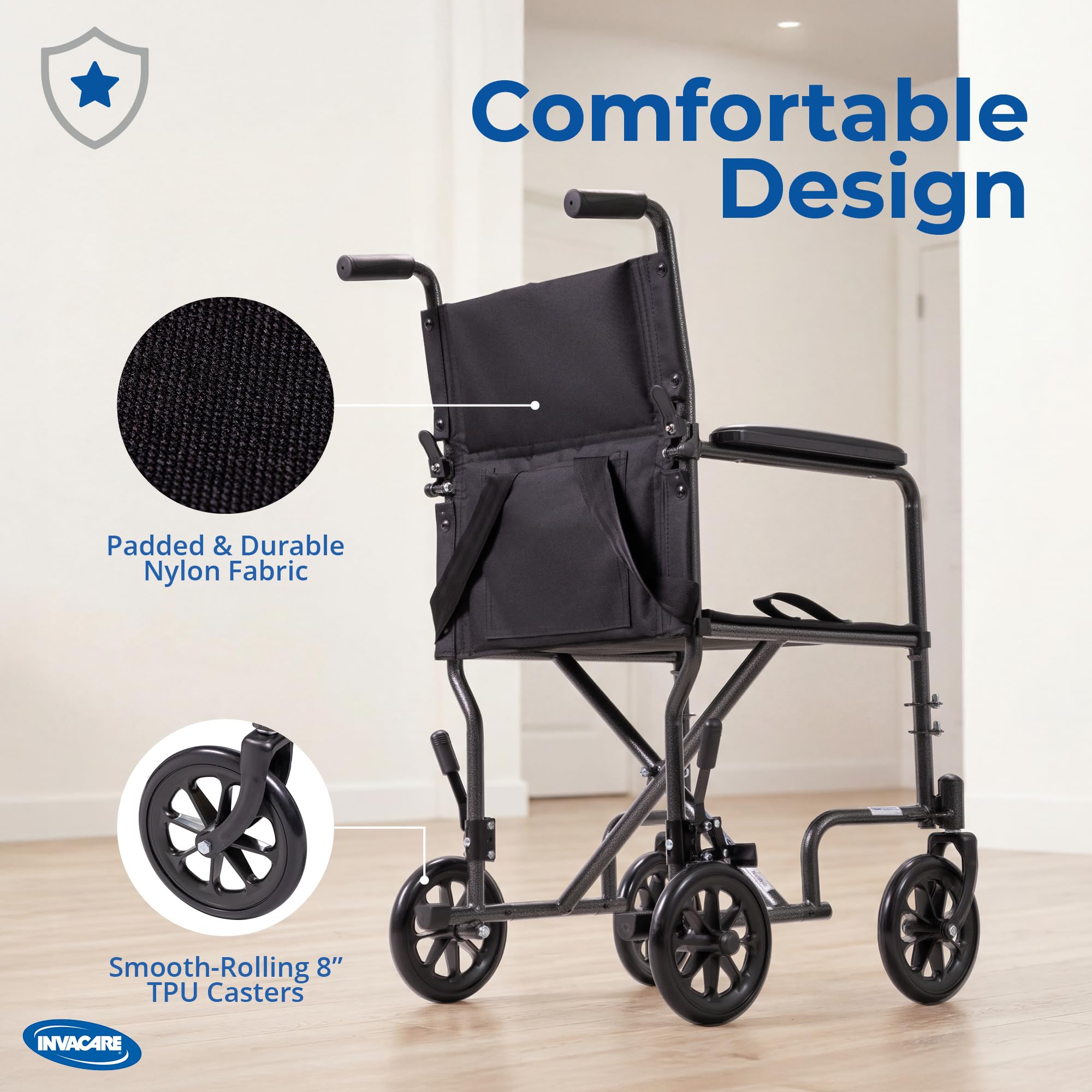 Invacare Transport Wheelchair - Lightweight & Portable -6