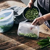 Vista 3 de Bolsa de almacenamiento de aperitivos reutilizable de silicona premium Stasher, transparente, apta para microondas, sous vide, lavavajillas, horno