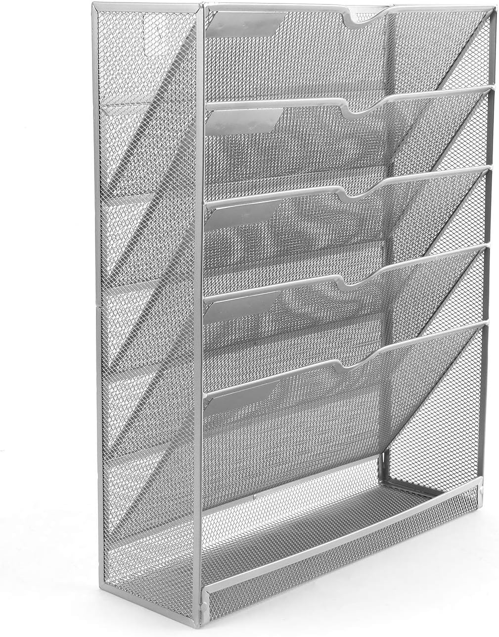 EasyPAG Wall File Organizer Mesh 5 Tier Vertical Hanging File Folders Holder Rack for Office Home,Silver : Office Products