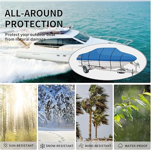 Miniatura 3 de Easy-Going Trailerable - Cubierta impermeable para lancha de hasta 17-19 pies de largo x 96 pulgadas de ancho, resistente a los rayos UV, cubierta