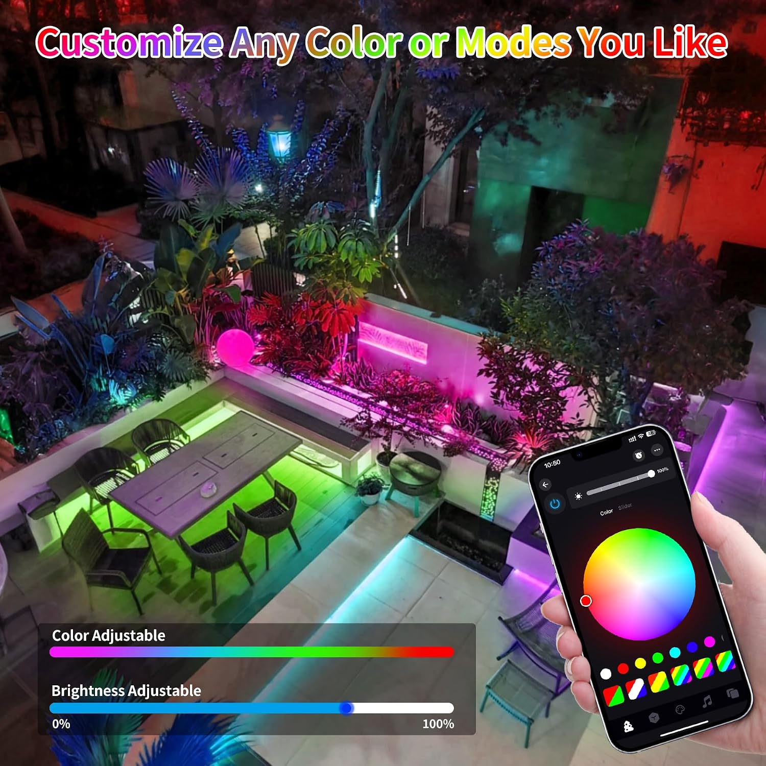 66ft LED Rope Lights for Outside, Outdoor String Light Waterproof Plug in with Remote & APP Controlled, 16 Million Colors Changing Music Sync Tube Lighting for Indoor Bedroom Christmas Decor