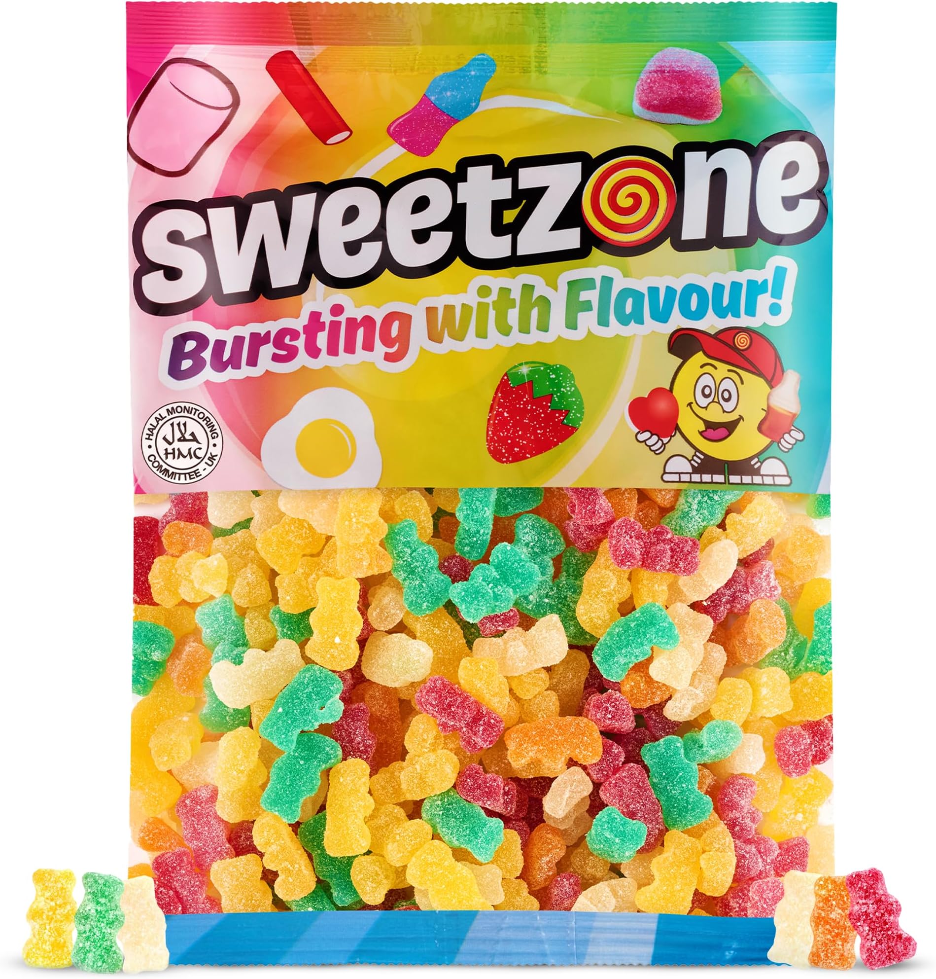 Sour Bears 1kg Pcs Sweets Tub, Halal Sweets, Sour Sweets, Gummy Candy, Jelly Sweets, Gummies Candy, Fizzy Sweets, Tubs of Sweets for Retro Sweets for Your Sweet Tooth