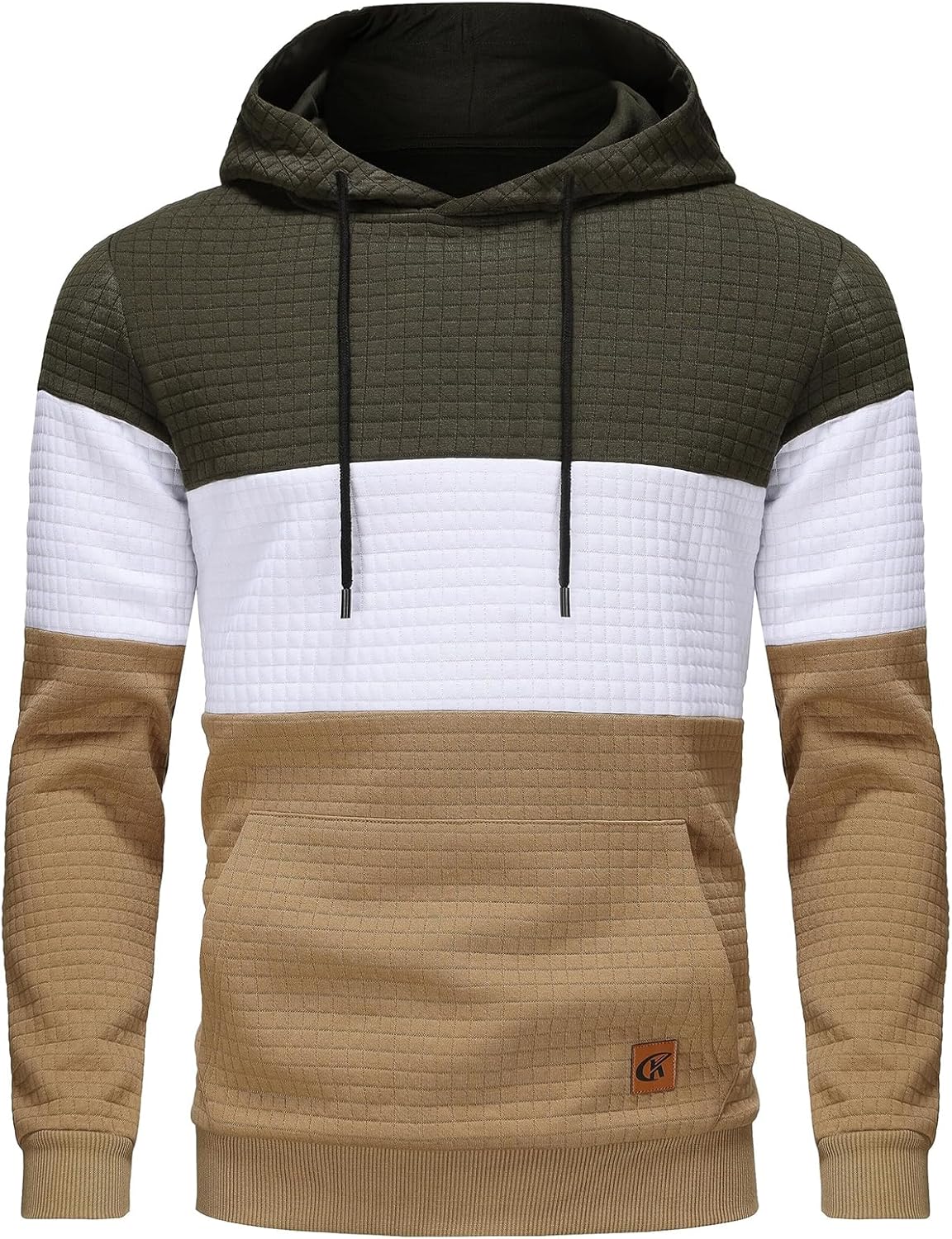 YuKaiChen Herren Pullover Herren Patchwork Hoodie Langarm Jacquard Kaputzenpullover Farbblock Sweatshirt mit Taschen