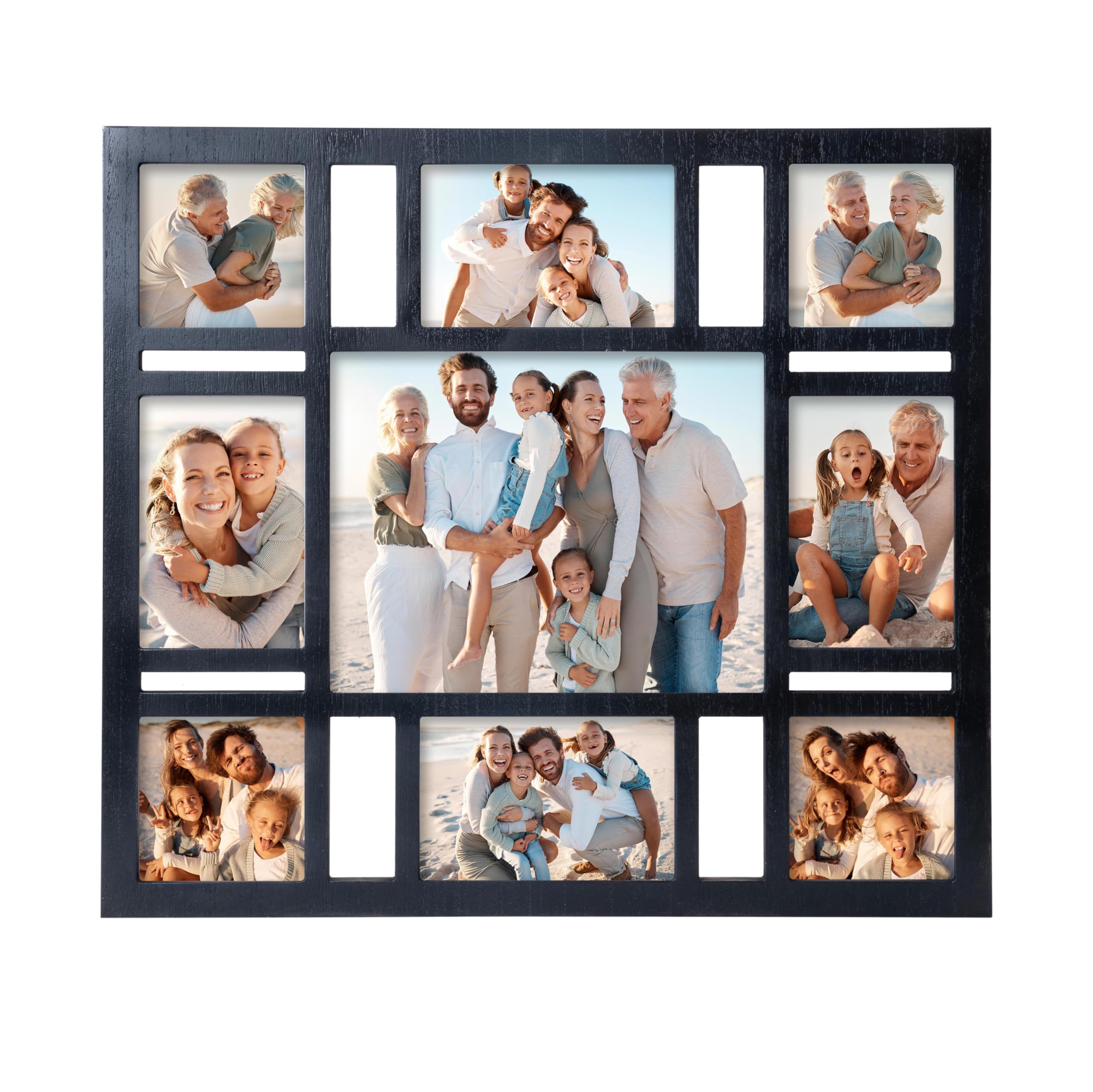 Picture Frame Collage Wall Decor, 4x6 8x10 and 4x4 Photos Display - 9 Openings Multiple Size Photo Black Collage Photo Frame for Wall Mounting Picture Frames Set for Home Lving Room