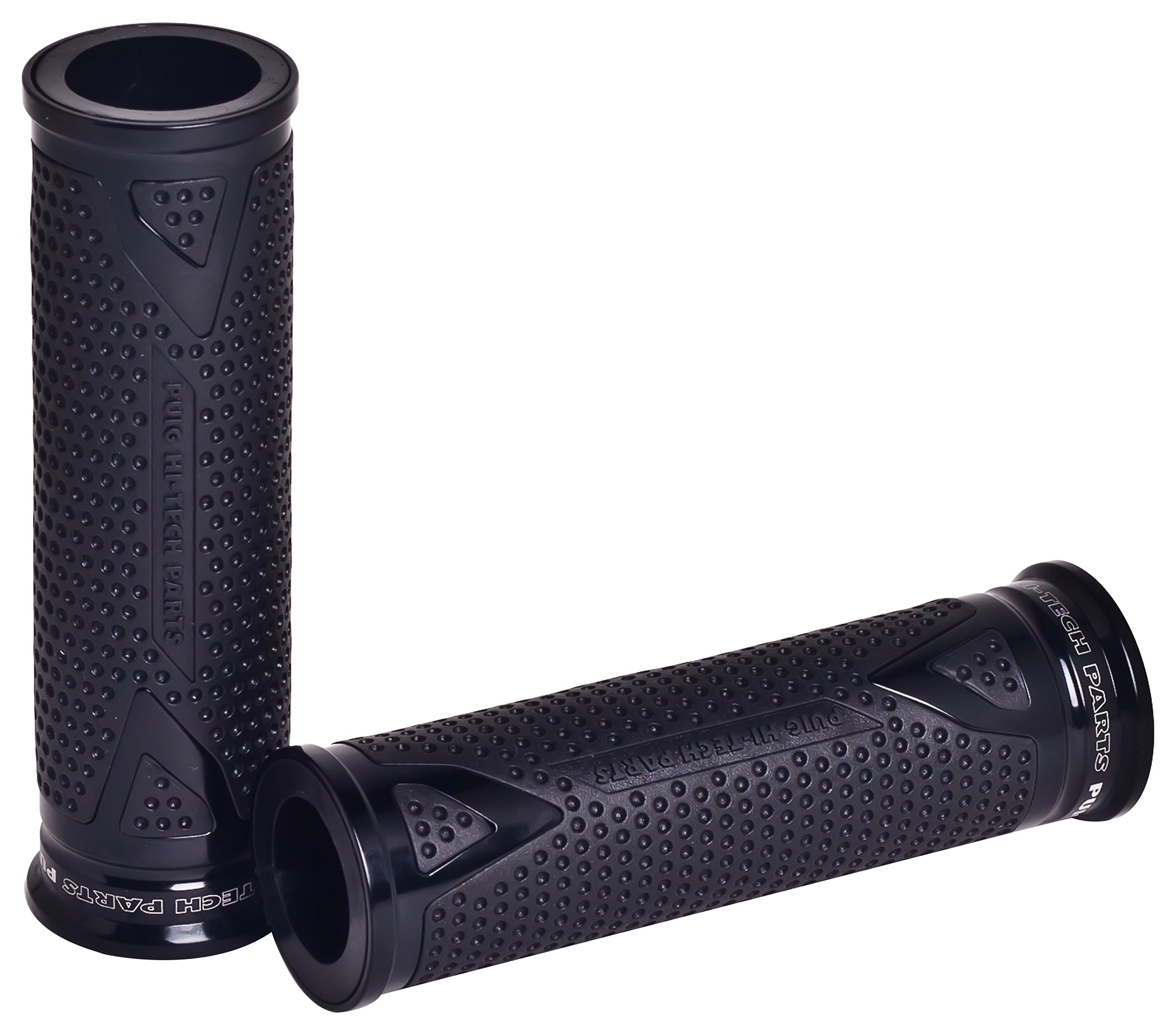 Puig 6325N Grips with anodized aluminum insert and non-slip rubber that improve grip, control and riding comfort, Black