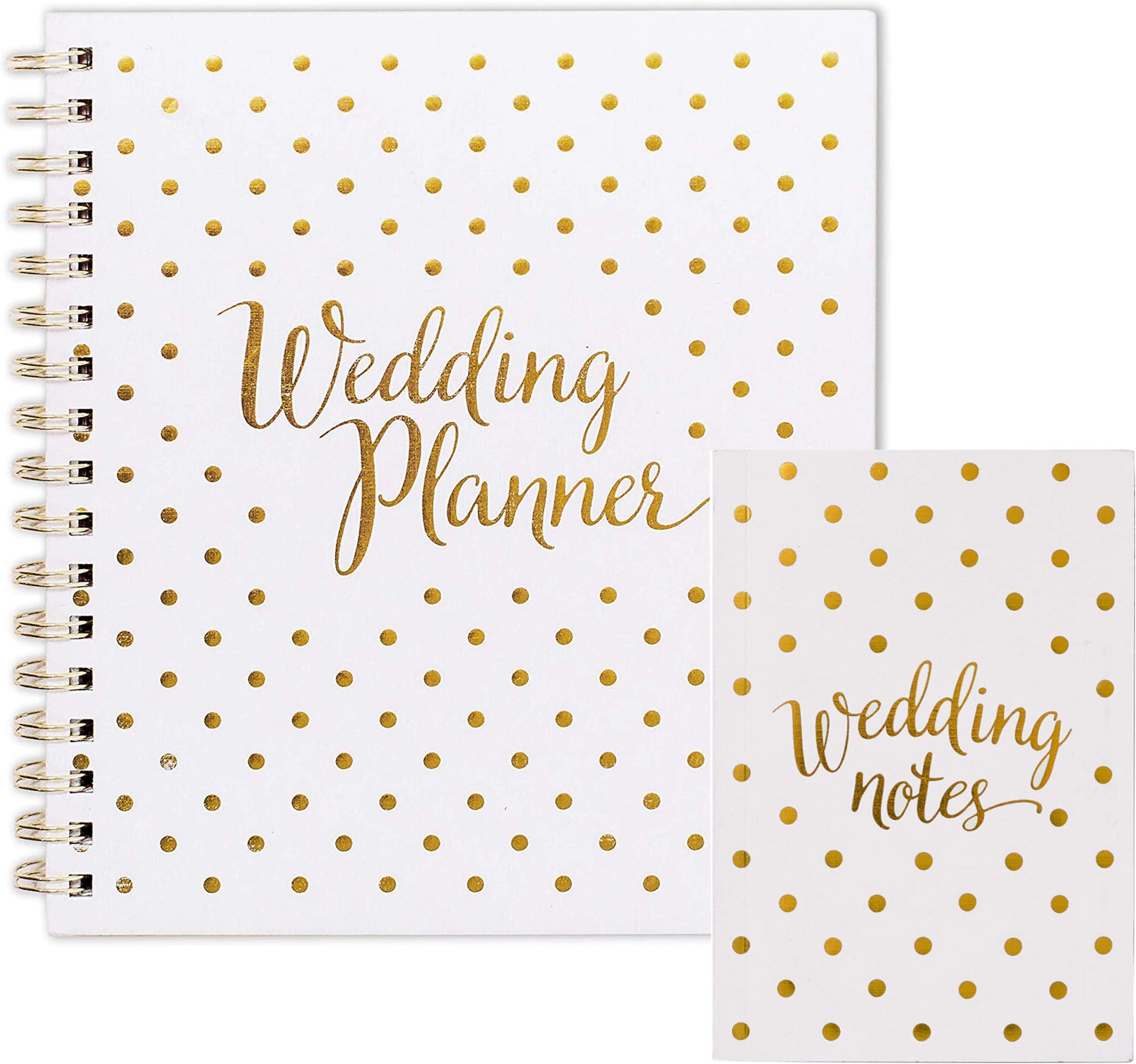 Wedding Planner & Notes Bundle - UK Wedding Planning Book Journal & Organising Diary, Engagement Gift, Notebook, White & Gold