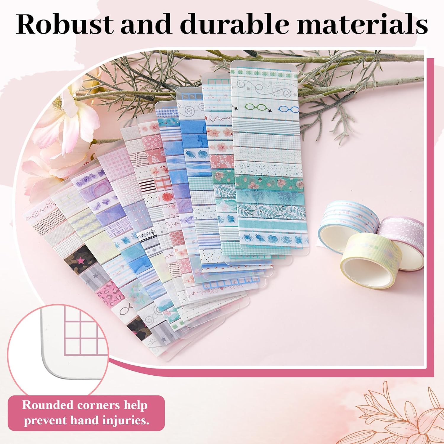 Crtiin 60 Pcs Washi Tape Cards Organizer with Storage Box –Portable Washi Tape Holder & Display Board for Scrapbooking, Journaling, DIY Crafts, Travel (Mixed-Color) image 3