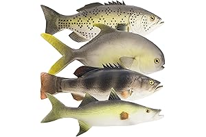 ZENFUN Set of 4 Artificial Fish Models, Simulated Fake Fish Plastic Lifelike Sea Fish Set