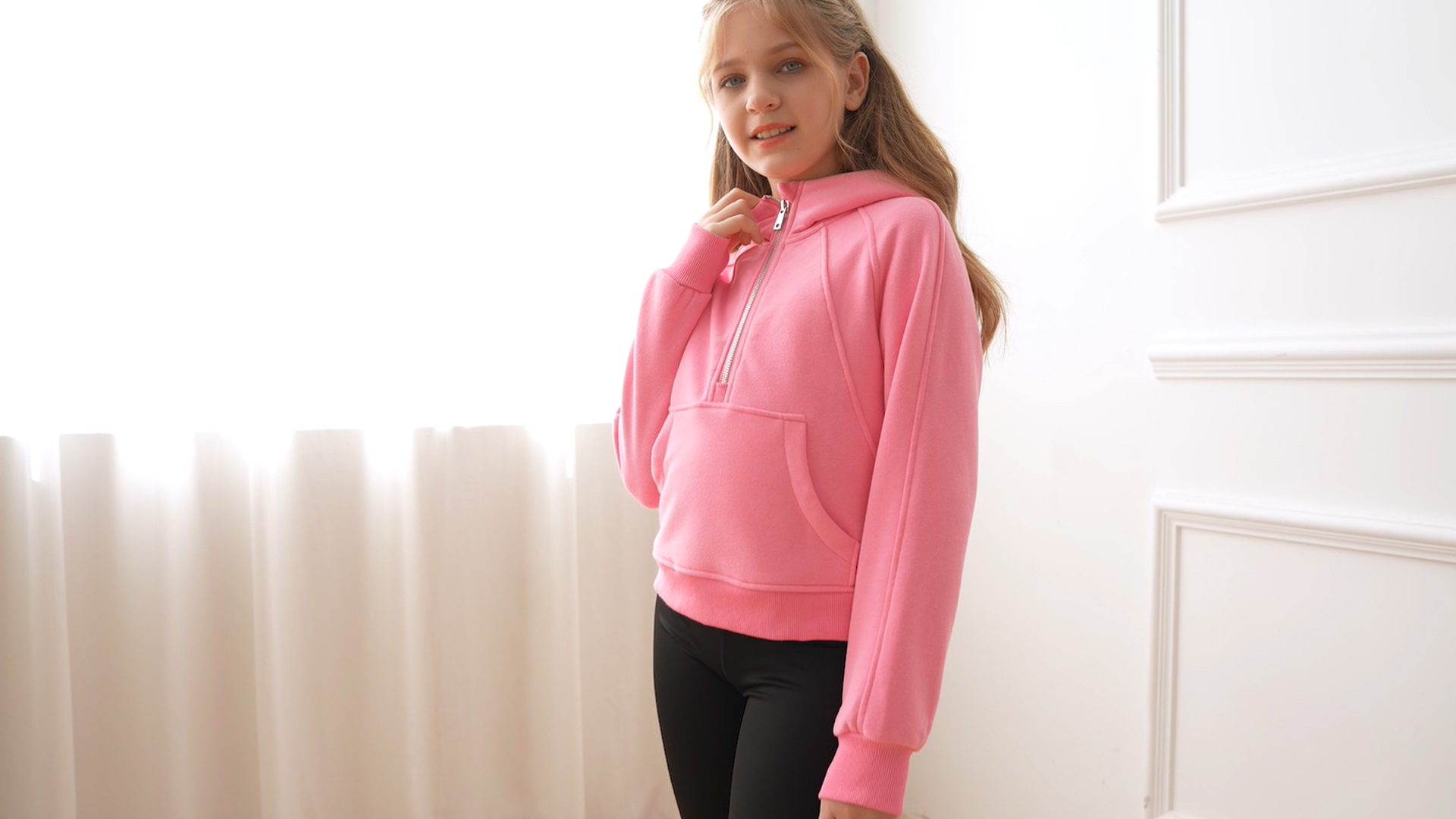 Amazon.com: Doshoop Girls Half Ziper Collar Cropped Hoodies Long