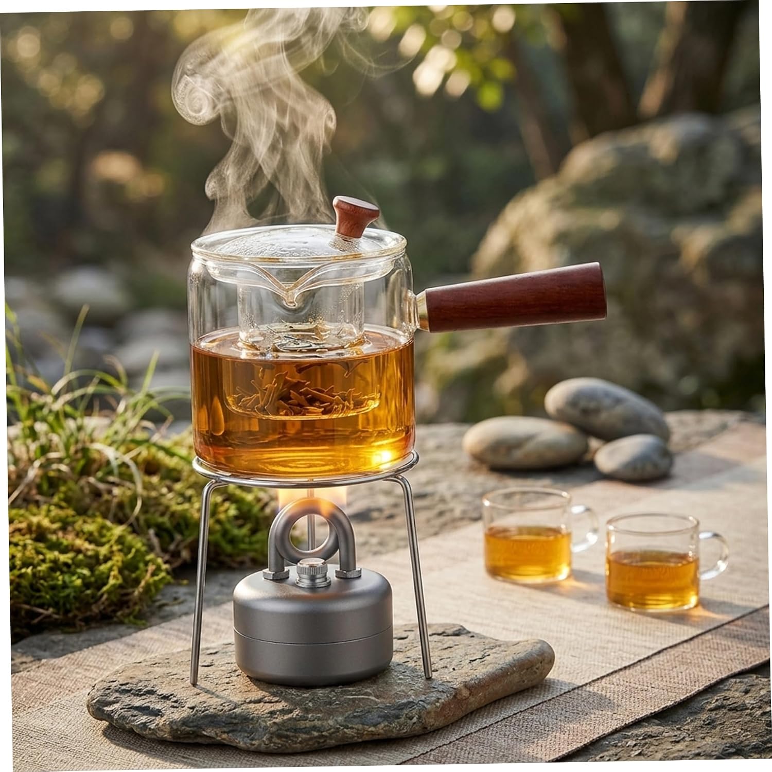 Alcohol Stove for Backpacking, 3.5oz Ultra-Lightweight Mini Alcohol Burner with Stand, Fast Boiling Brass Camping Stove for Outdoor Cooking, Hiking & Emergency Kits Grey, Garden Décor