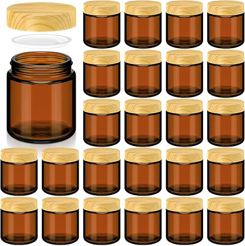 Norme 24 Pcs 4 oz Glass Jars with Lids, Amber