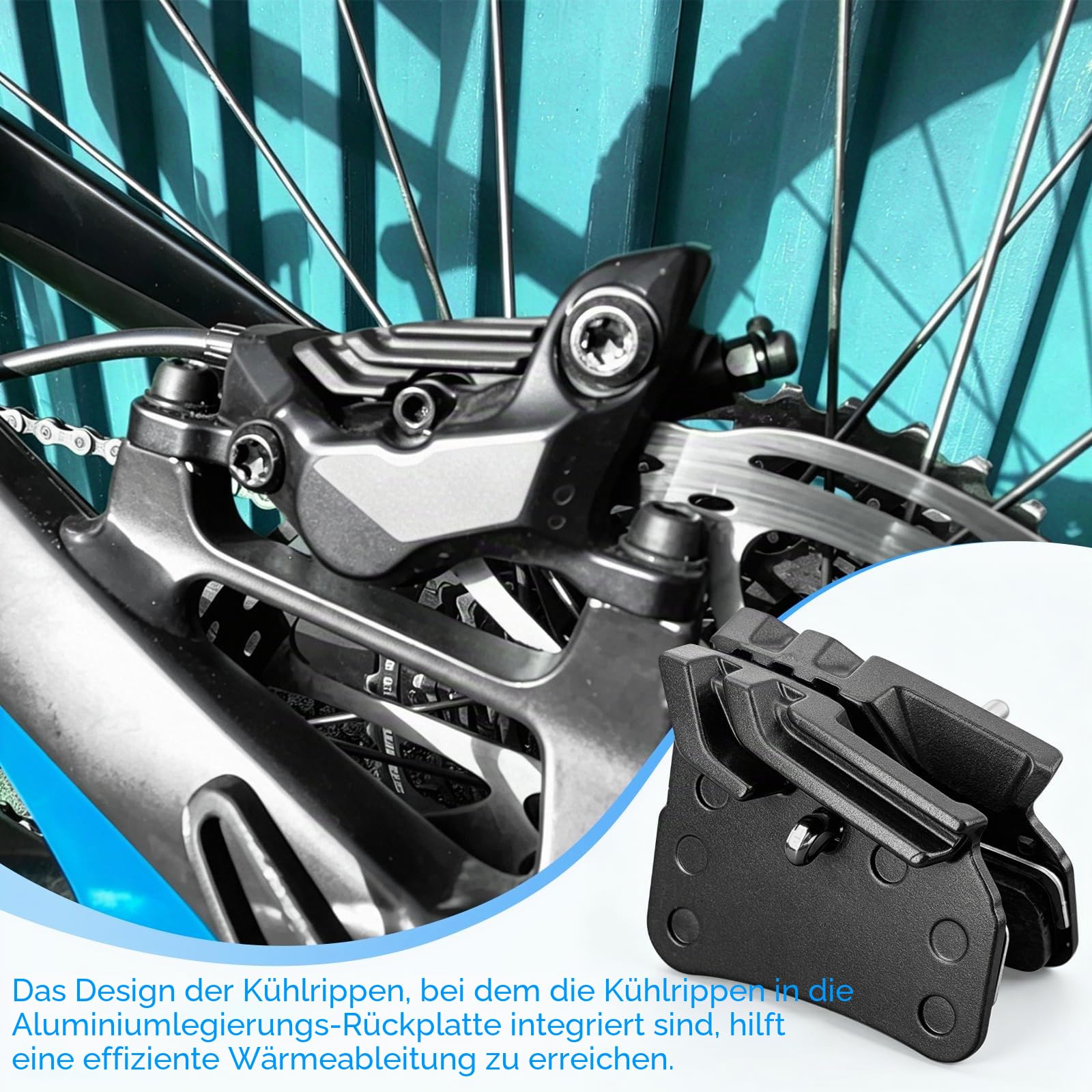 Bremsbeläge Fahrrad für Shimano Deore XT BR-M8120 - Resin Mit Kühlrippen für Shimano N03A / D03S / SLX Bremsbeläge 4 Kolben, Fahrrad Scheibenbremse für BR-MT420, Disc Brake Pads, Bremsklötze, 1 Paar