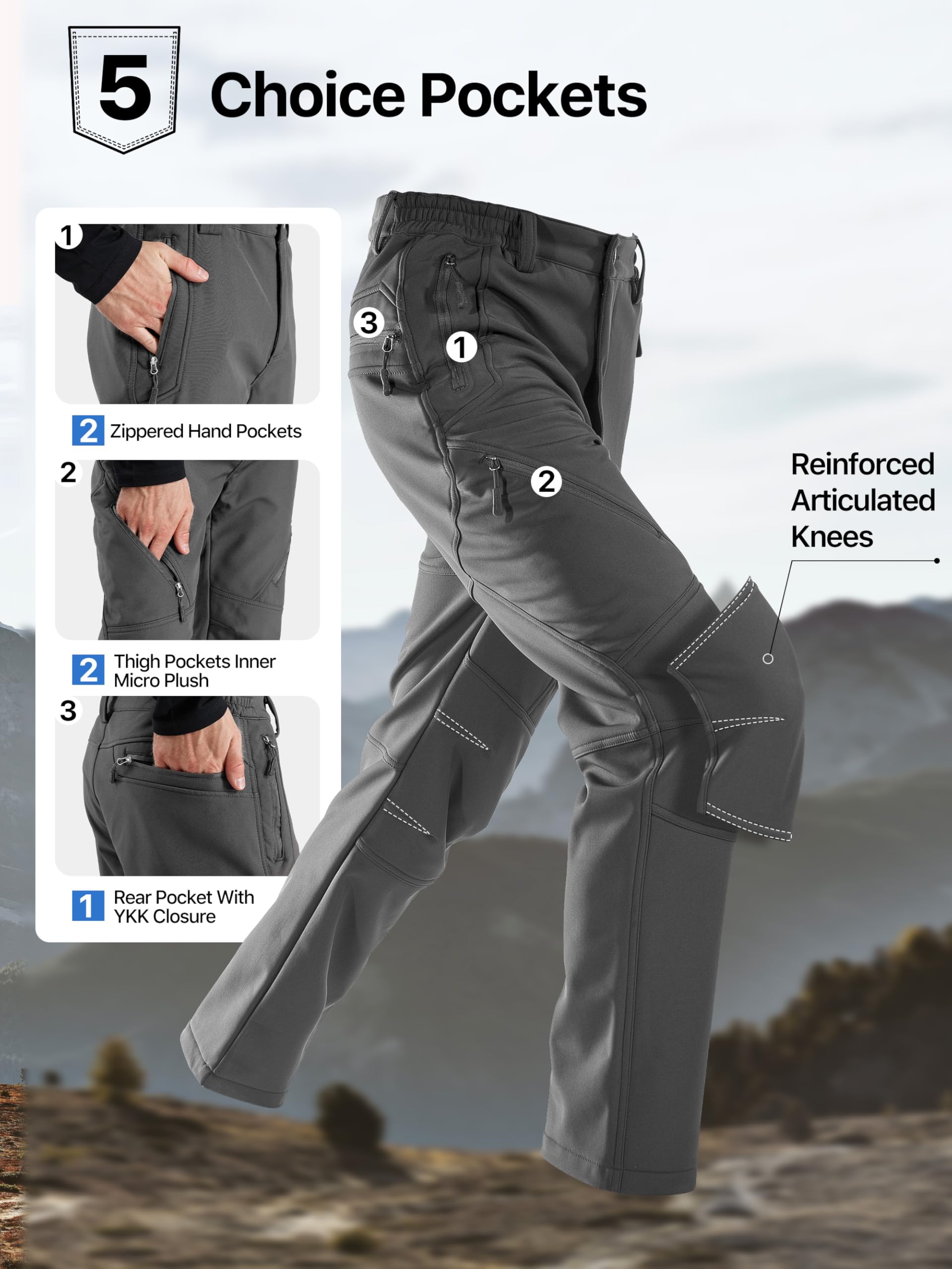 Snapklik.com : FREE SOLDIER Mens Fleece Lined Outdoor Cargo Hiking ...
