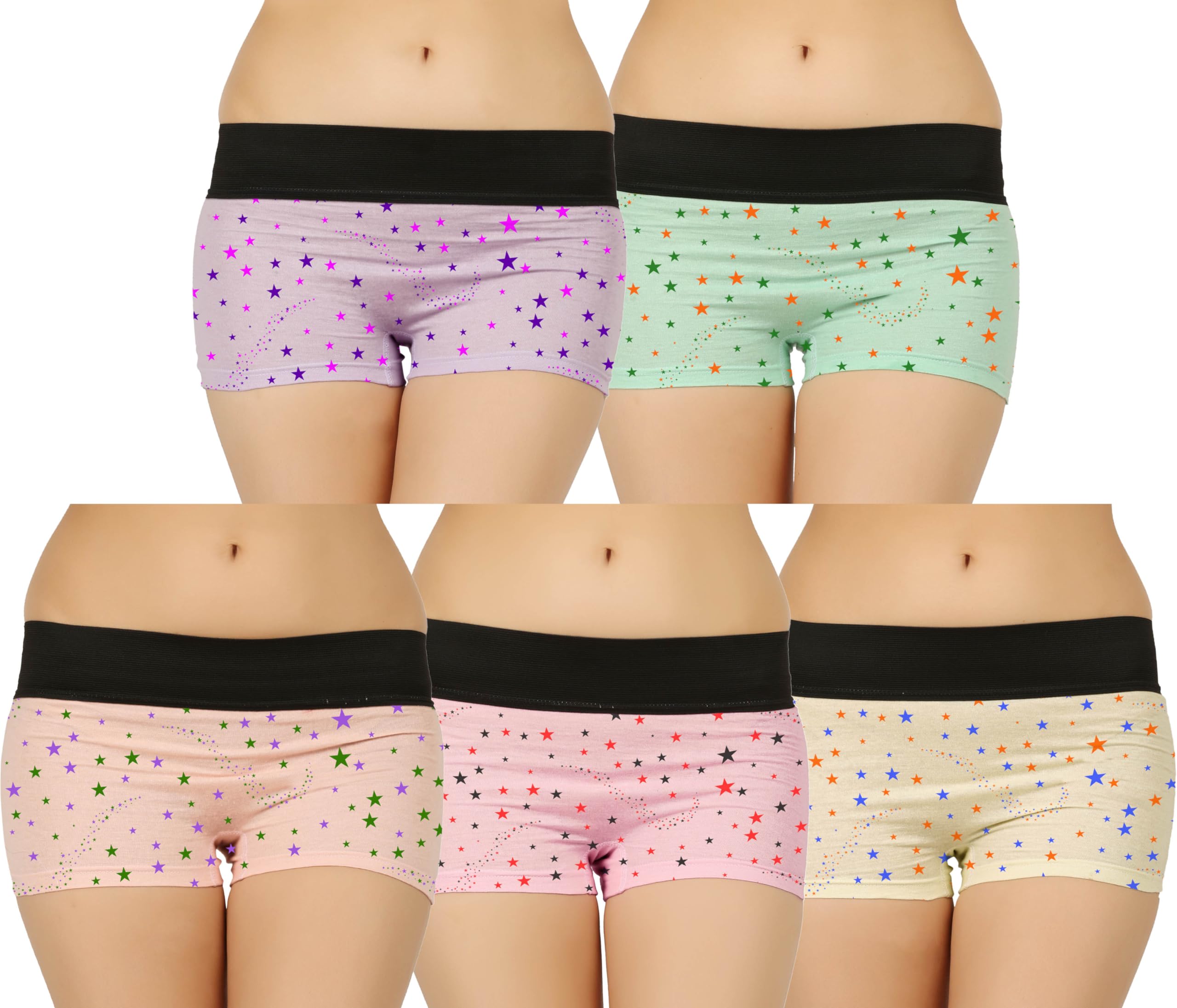 Women Regular Cotton Printed Boyshorts/Panty/Brief (Pack of 5)-image-10